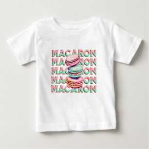 Camiseta Para Bebê Yummy Pastel Macaron Cookies com Vintage Vibe