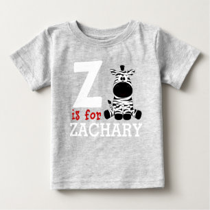 Camiseta Para Bebê Z é para o nome de Zachary & de miúdos