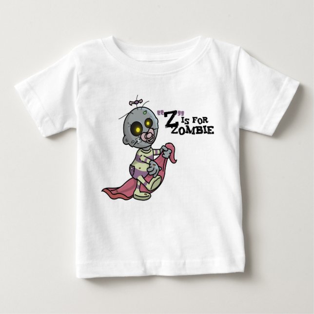Camiseta Para Bebê "Z" é para o Zombie com o cobertor (raparigas) Lon (Frente)