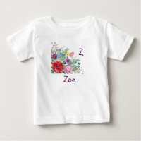 Z Zoe Personalizar Nome Inicial, Flores de Rosa