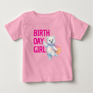 Camiseta Para Bebê Zarah Urso Polar Dançando Menina de 1º Aniversário