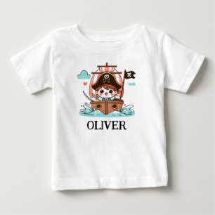 Camiseta Para Bebê Zarpando para Aventura! Pirata Kid