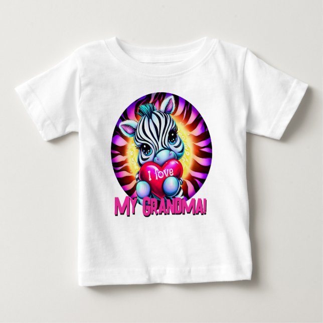 Camiseta Para Bebê Zebra Adorável Segurando Coração (Frente)
