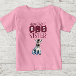 Camiseta Para Bebê Zebra fofa irmã mais velha rosa