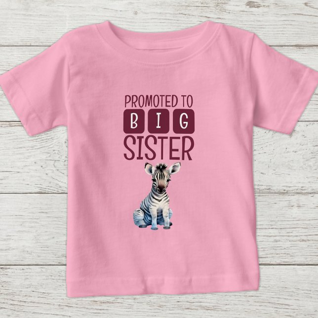 Camiseta Para Bebê Zebra fofa irmã mais velha rosa (Criador carregado)