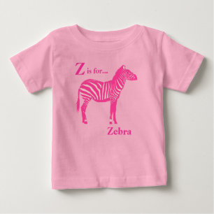 Camiseta Para Bebê Zebra - Fuchsia e rosas claro