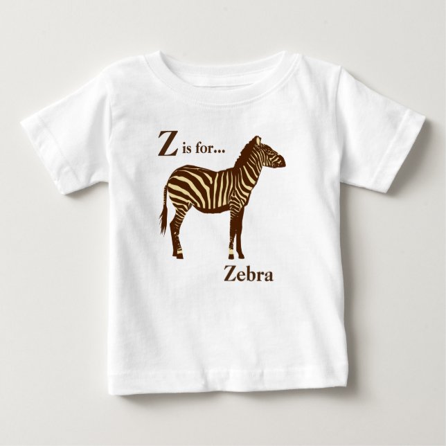 Camiseta Para Bebê Zebra - Marrom Chocolate e Bege Camelo (Frente)