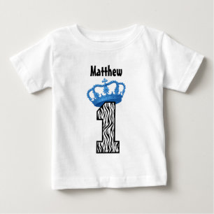 Camiseta Para Bebê Zebra primeiro aniversario Rei Coroa 1 Ano 4