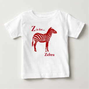 Camiseta Para Bebê Zebra - vermelho escuro e branca