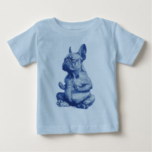Camiseta Para Bebê Zen Bulldog em Pose de Meditação Arte