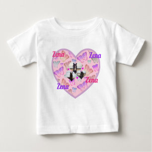 Camiseta Para Bebê Zena Name Com Cavalos E Borboletas,