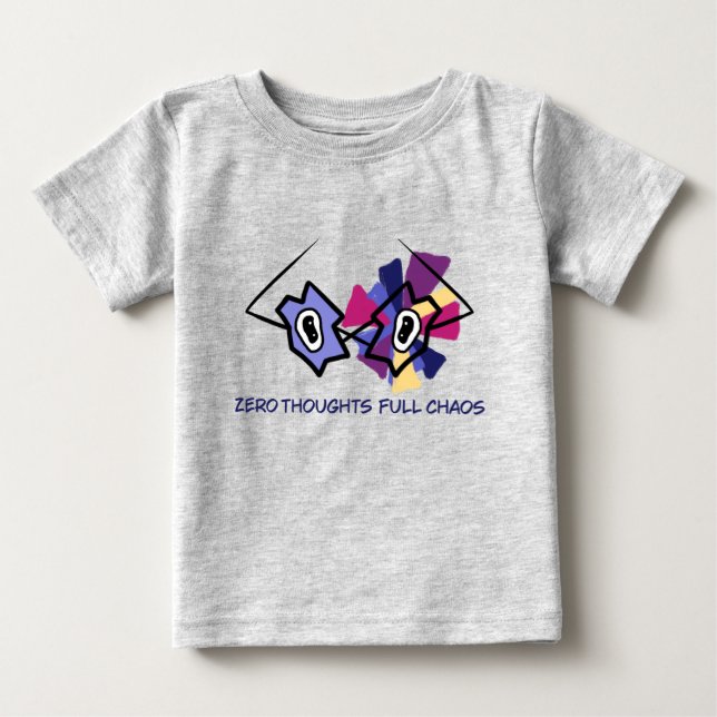 Camiseta Para Bebê Zero Pensamentos Caos Total Óculos Abstratos Engra (Frente)
