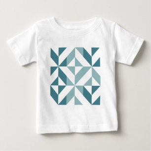 Camiseta Para Bebê ZigZag Geométrico com Duas Pontas Verde Teal