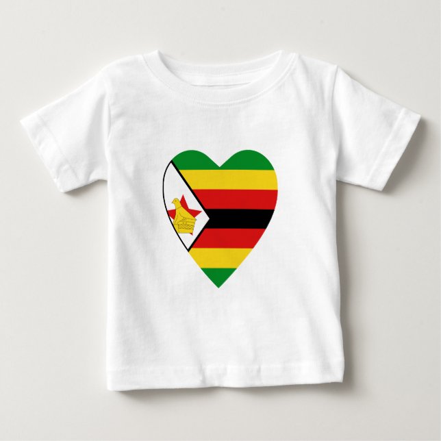 Camiseta Para Bebê Zimbabwe Flag Heart-Shirt (Frente)