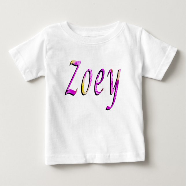 Camiseta Para Bebê Zoey, Name, Logo, Baby Girls Pink Raglan T-shirt (Frente)