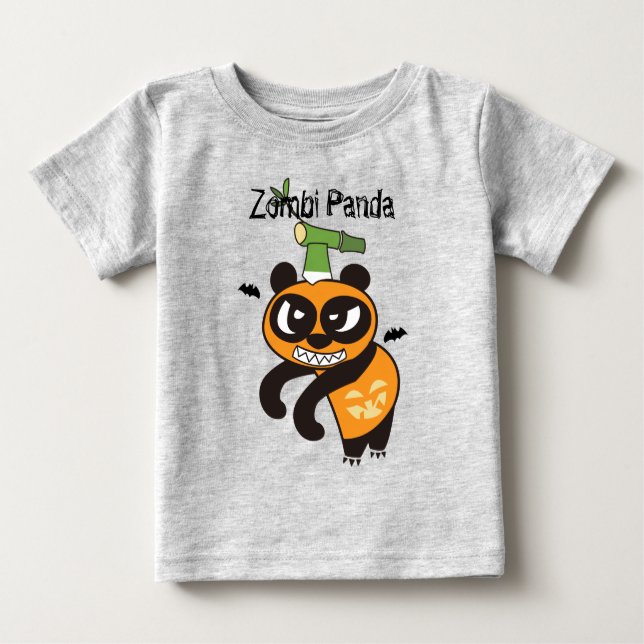Camiseta Para Bebê Zombi Panda (Frente)