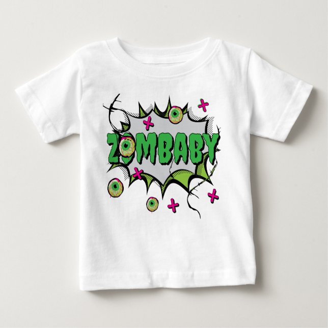 Camiseta Para Bebê Zombie Bebê Zombie, Ghoulish Bonito (Frente)