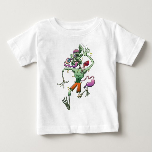 Camiseta Para Bebê Zombie caindo em apuros (Frente)