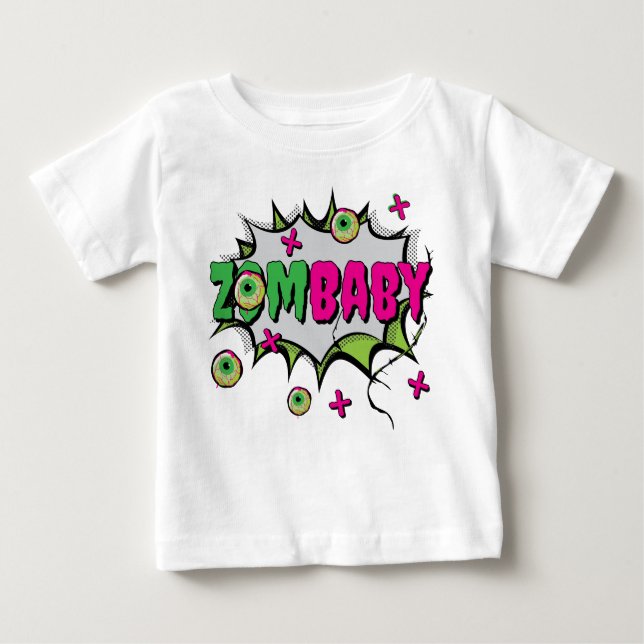 Camiseta Para Bebê Zombie Pun Zombie, Cuta "ZomBaby", "ZomBaby" (Frente)