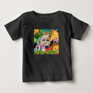 Camiseta Para Bebê Zoológico Safari de Selva Animais Selvagens Aniver