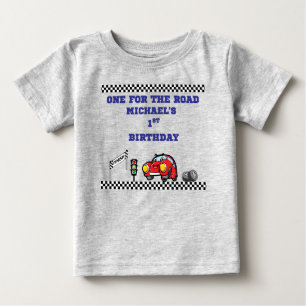 Camiseta Para Bebê ZOOMANDO CINZA, UM PARA A ESTRADA Aniversário de 1