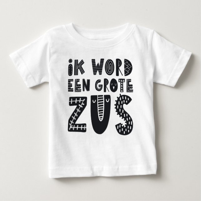 Camiseta Para Bebê Zwanger: Ik word een grote zus (Frente)