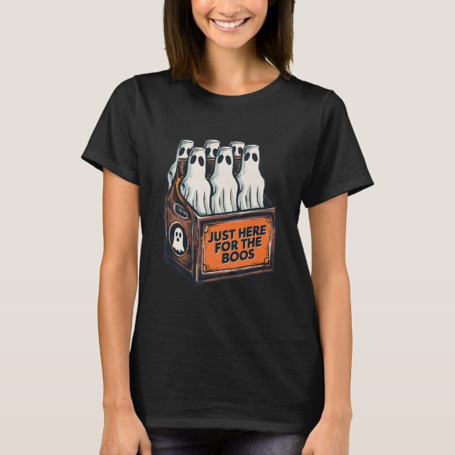 Camiseta Para Boos Halloween 6 Pack Booze Ghost Beer Bot (Frente)