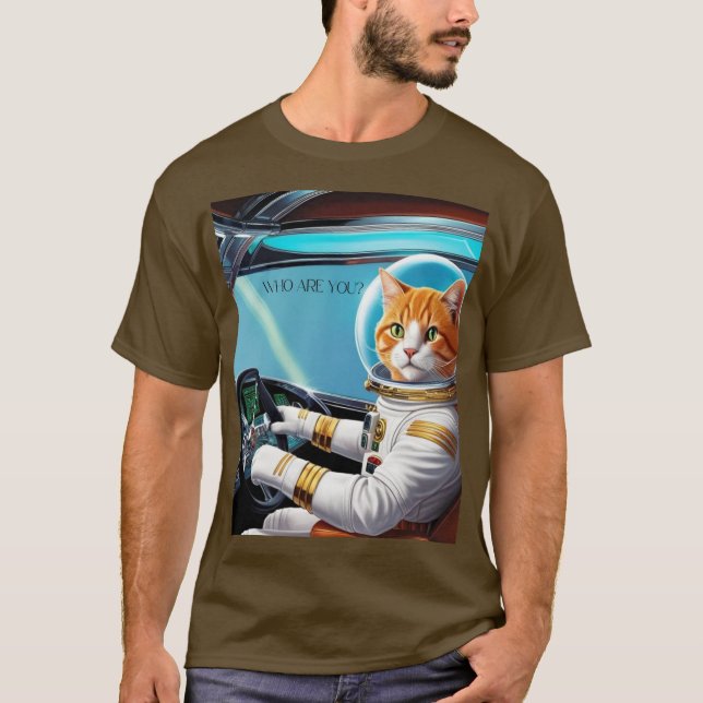 Camiseta para caballero con diseño gato expresivo. (Frente)