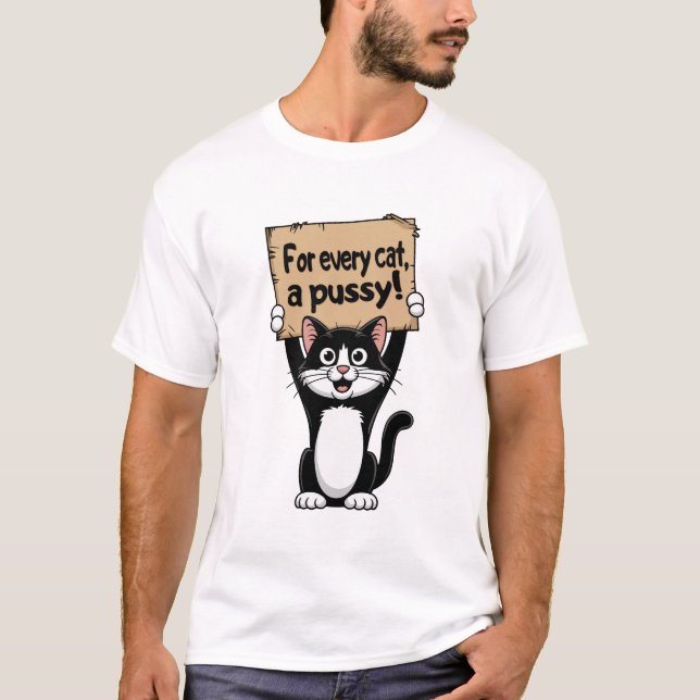 Camiseta Para cada gato, uma buceta! (Frente)