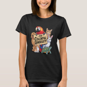 Camiseta para Colorida Diversidade Papagaio Cachorro Gato C