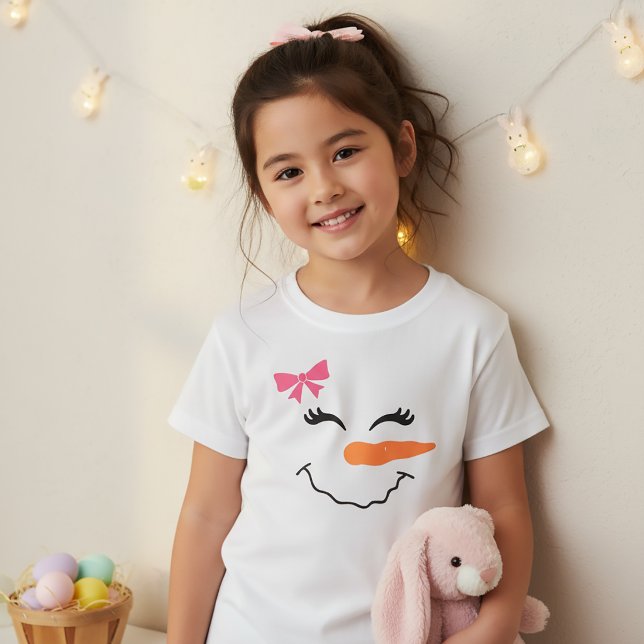 Camiseta para Crianças com Rosto de Boneco de Neve (Criador carregado)