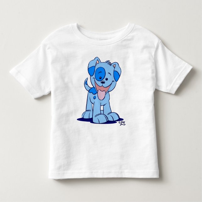 Camiseta para crianças de cachorrinho azul (Frente)
