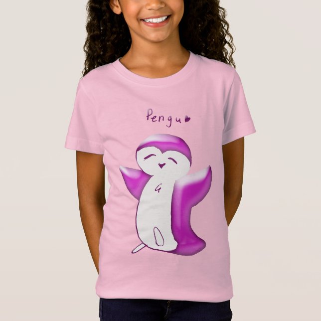 Camiseta para crianças Pengu Happy Penguin (Bright (Frente)