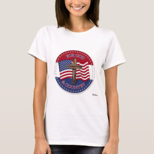 Camiseta Para Deus e para o País - Cruzar com 50 estrelas