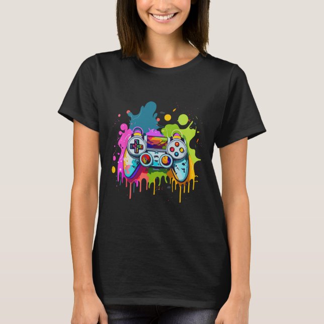 Camiseta Para Gamers Paint Controller Gaming Roupa Video G (Frente)