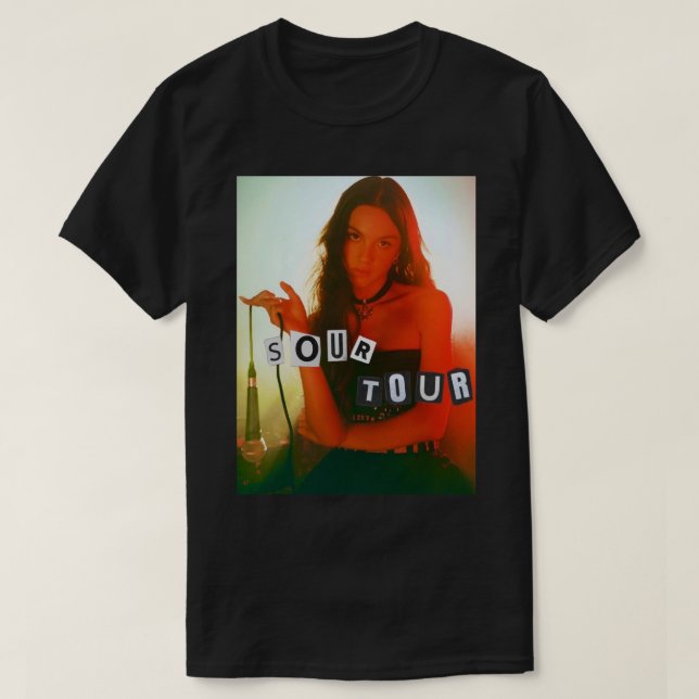 Camiseta Para Homens Mulheres Amarrando Tour Olivia Rodrigo (Frente do Design)