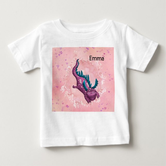 Camiseta para Menina com Dragão a Rosa (Frente)
