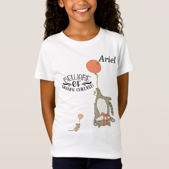 Camiseta para Menina com Rato e Gato (Frente)