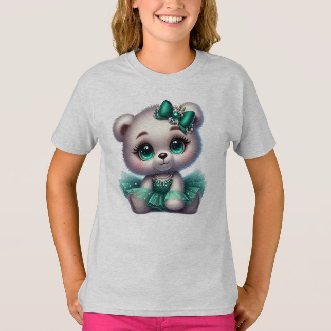 Camiseta para niña con diseño de oso (Frente)