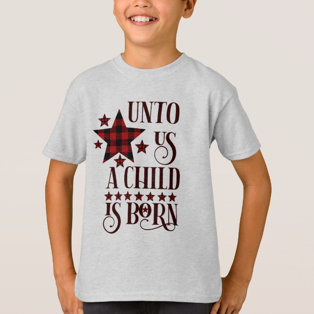 Camiseta Para Nós Uma Criança É Nascer Xadrez De Natal (Frente)