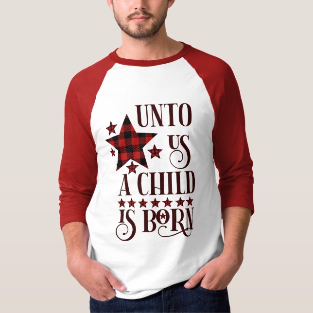 Camiseta Para Nós Uma Criança É Nascer Xadrez De Natal (Frente)
