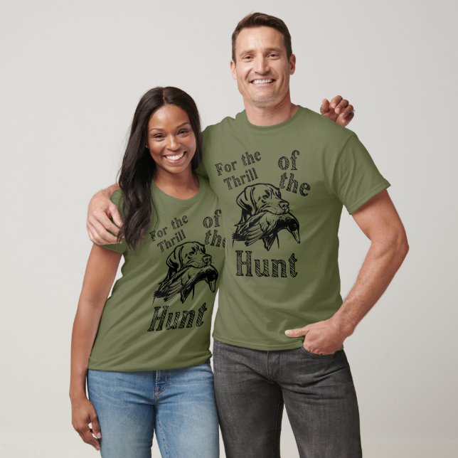 Camiseta Para o Thrill da Caça, Cão Pássaro Caçado (Unissex)