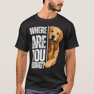 Camiseta Para Onde Você Está Indo Cachorro Golden Retriever