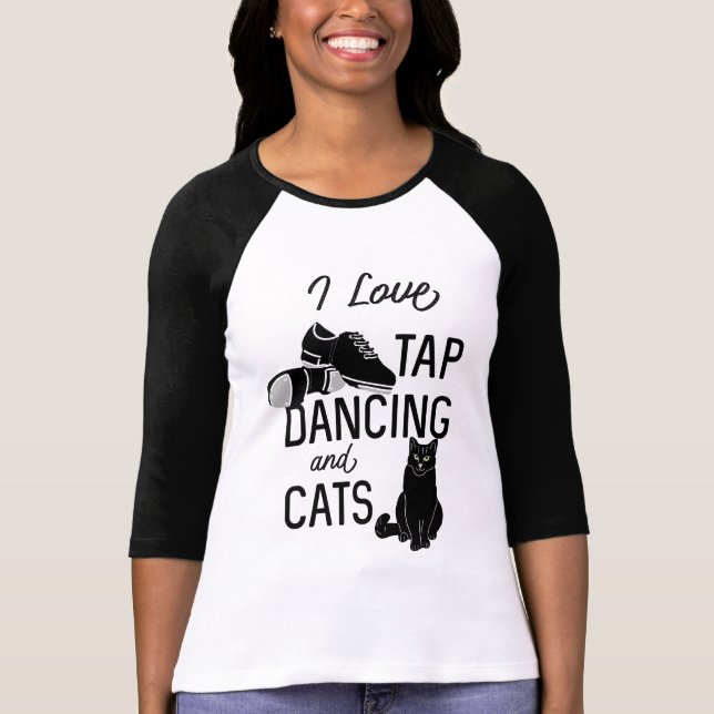Camiseta Para os Dançarinos, adoro dança de torneira e gato (Frente)