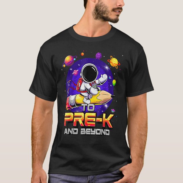 Camiseta Para Pré-K E Além Do Astronauta De Volta À Escola  (Frente)