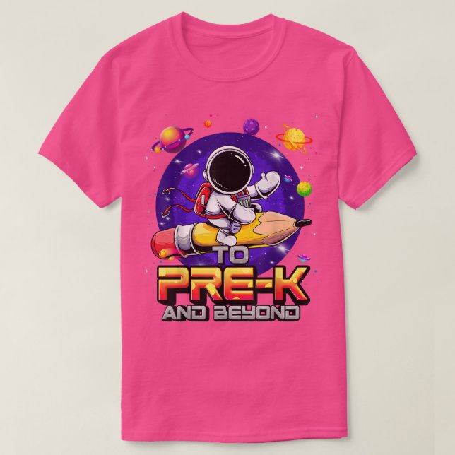 Camiseta Para Pré-K E Além Do Astronauta De Volta À Pré-K E (Frente do Design)