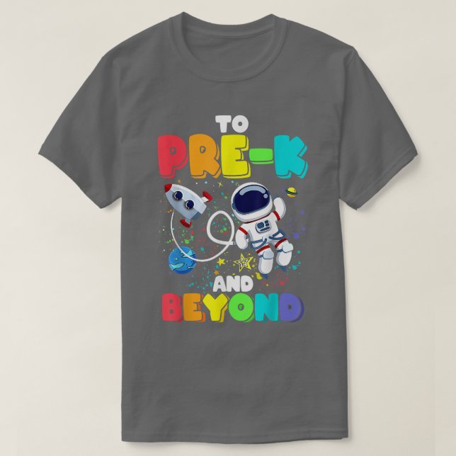 Camiseta Para Pré-K E Além Do Astronauta De Volta Ao Ensino (Frente do Design)