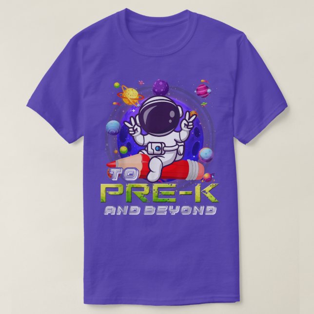 Camiseta Para Pré-k E Além Do Astronauta De Volta Aos Menin (Frente do Design)