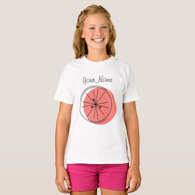 Camiseta para raparigas Citrus Pink Name (Frente Completa)