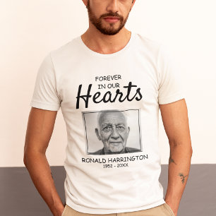 Camiseta Para Sempre em Nossos Corações Serviço de Memori